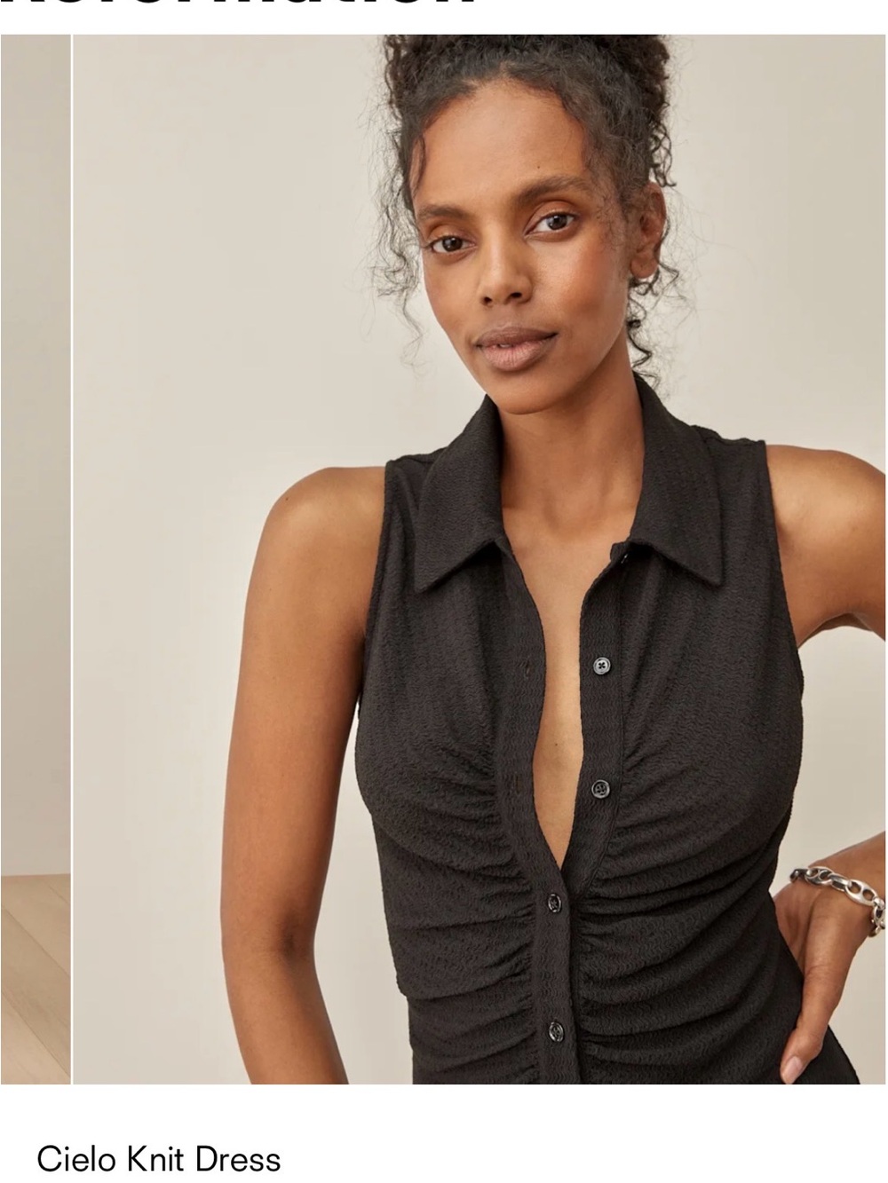 Reformation Cielo Knit Midi Dress - Black - Size M - Picture 4 of 9